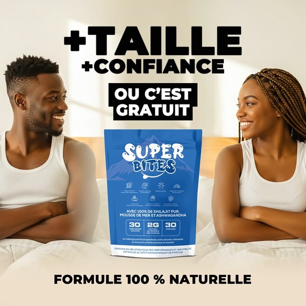 A square-ratio ad creative featuring a couple in a bedroom setting, highlighting product benefits with a clear satisfaction guarantee.